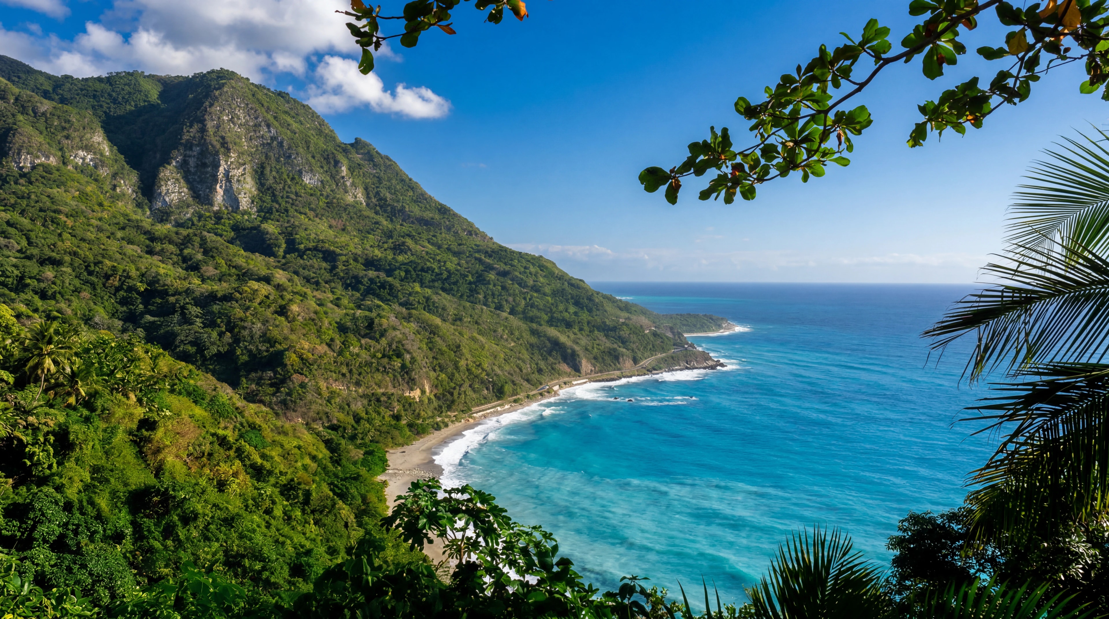 Cabrera coastline with lush green cliffs and clear Atlantic water